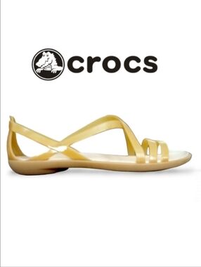 Crocs Isabella Strappy Sandals Gold Jelly Waterproof Women’s 9